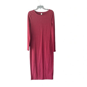 Burgundy Knit Long Sleeve Fitted Dress Old Navy Medium Tall
